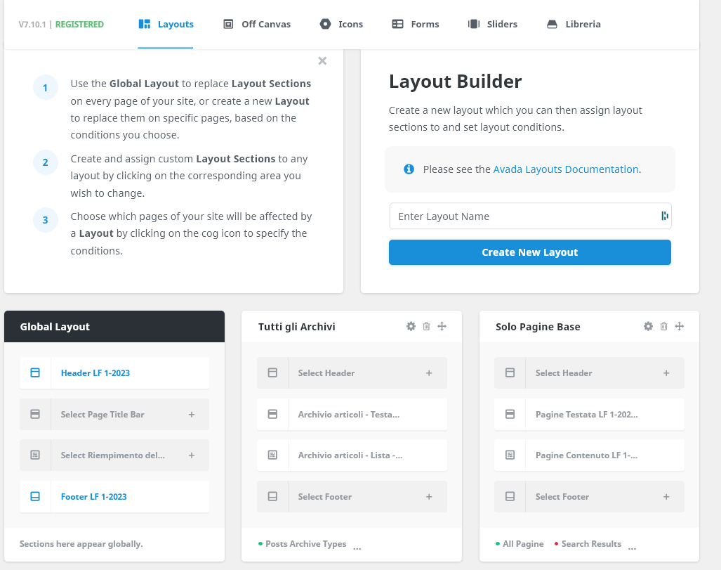 sezione layout builder
