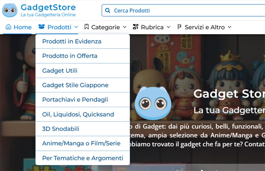 SitoWeb – E-commerce per dropshipping (2024) 20 gadgetstore menu desktop v2
