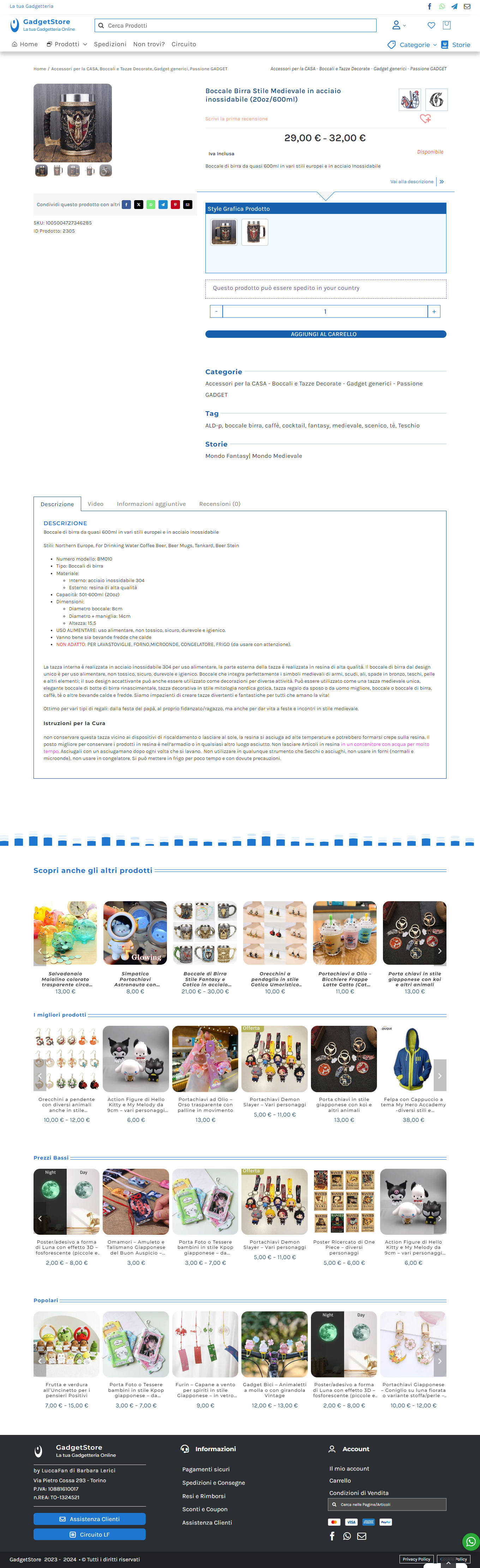 SitoWeb – E-commerce per dropshipping (2024) 36 gadgetstore pag.prodotto v1 desktop